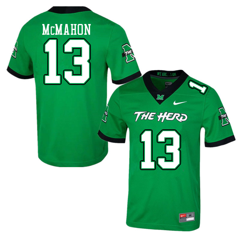 Men #13 T.J. McMahon Marshall Thundering Herd College Football Jerseys Stitched Sale-Green - Click Image to Close